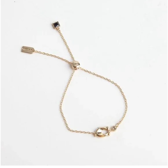 NWT Coach Signature C Gold Slider Bracelet with Accent Crystal Stone - Picture 2 of 4
